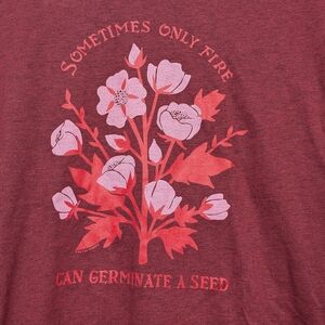 Red Graphic Tee with Floral Design